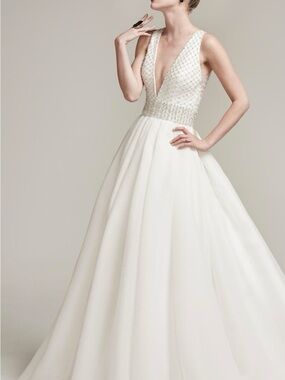 Sottero and Midgley Ivory Satin and Beaded Lace Wedding Dress